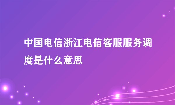 中国电信浙江电信客服服务调度是什么意思