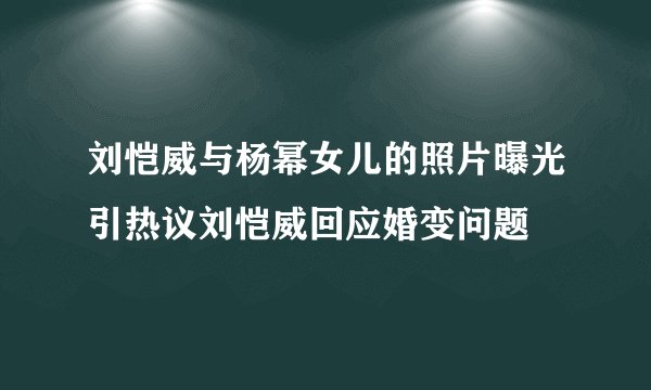 刘恺威与杨幂女儿的照片曝光引热议刘恺威回应婚变问题