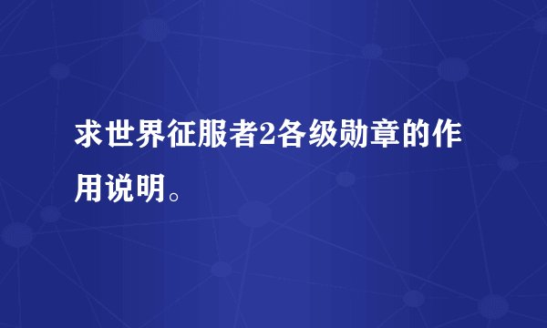 求世界征服者2各级勋章的作用说明。
